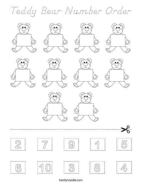 Teddy Bear Number Order Coloring Page