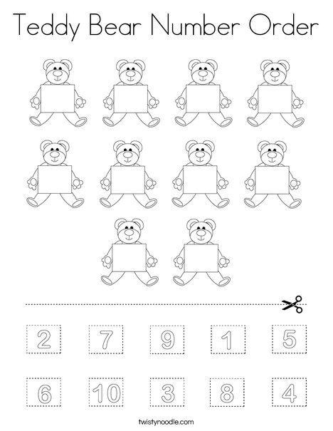Teddy Bear Number Order Coloring Page