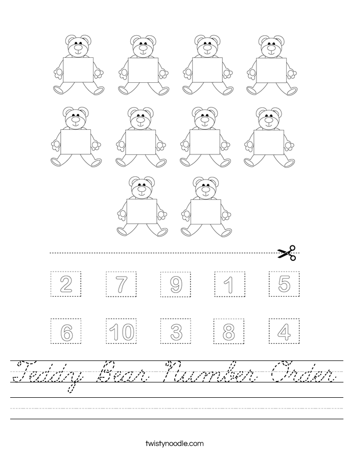 Teddy Bear Number Order Worksheet