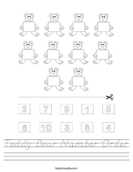 Teddy Bear Number Order Worksheet