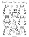 Teddy Bear Number Tracing Coloring Page