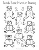 Teddy Bear Number Tracing Coloring Page