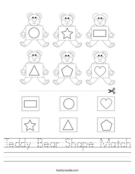 Teddy Bear Shape Match Worksheet