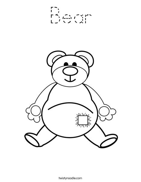 Teddy Bear with Patch Coloring Page