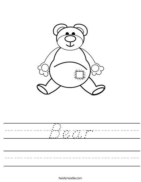 Teddy Bear with Patch Worksheet