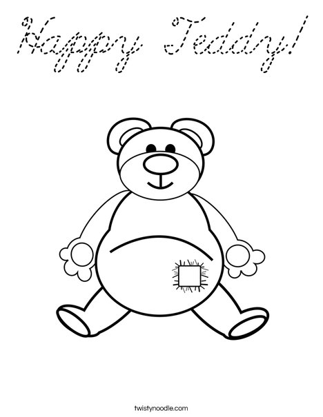 Teddy Bear with Patch Coloring Page