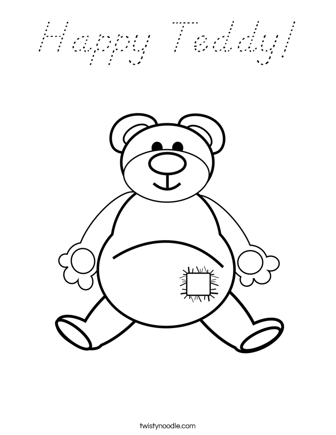 Happy Teddy! Coloring Page