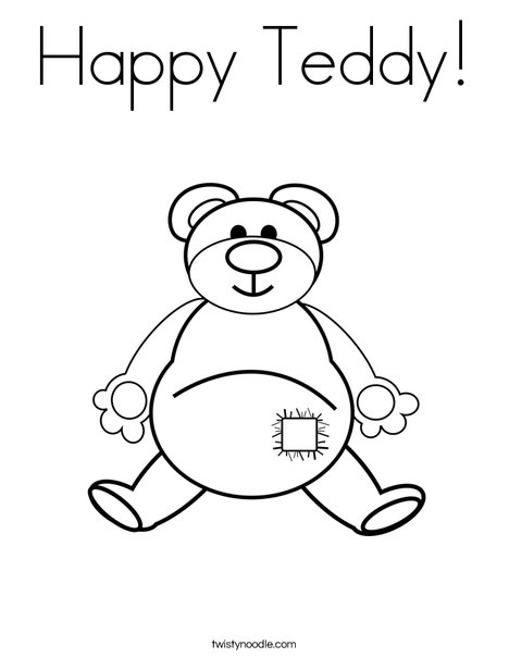 Teddy Bear with Patch Coloring Page