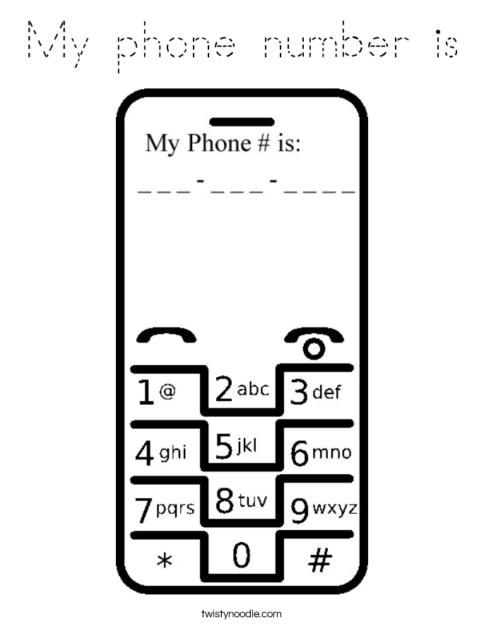 My phone number is Coloring Page