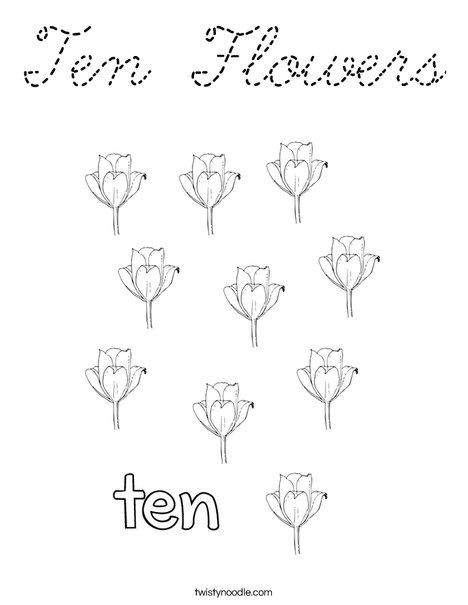 Ten flowers Coloring Page