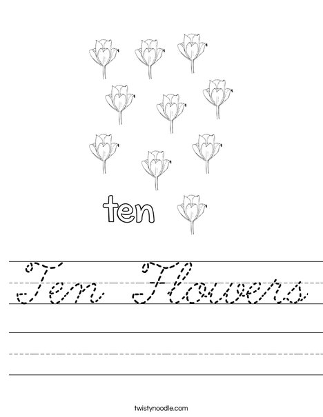 Ten flowers Worksheet