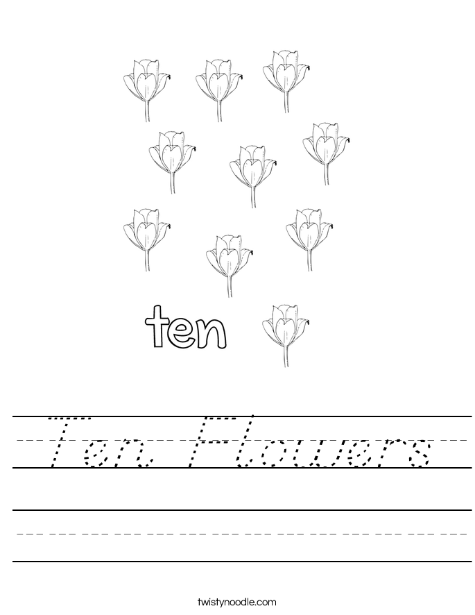 Ten Flowers Worksheet