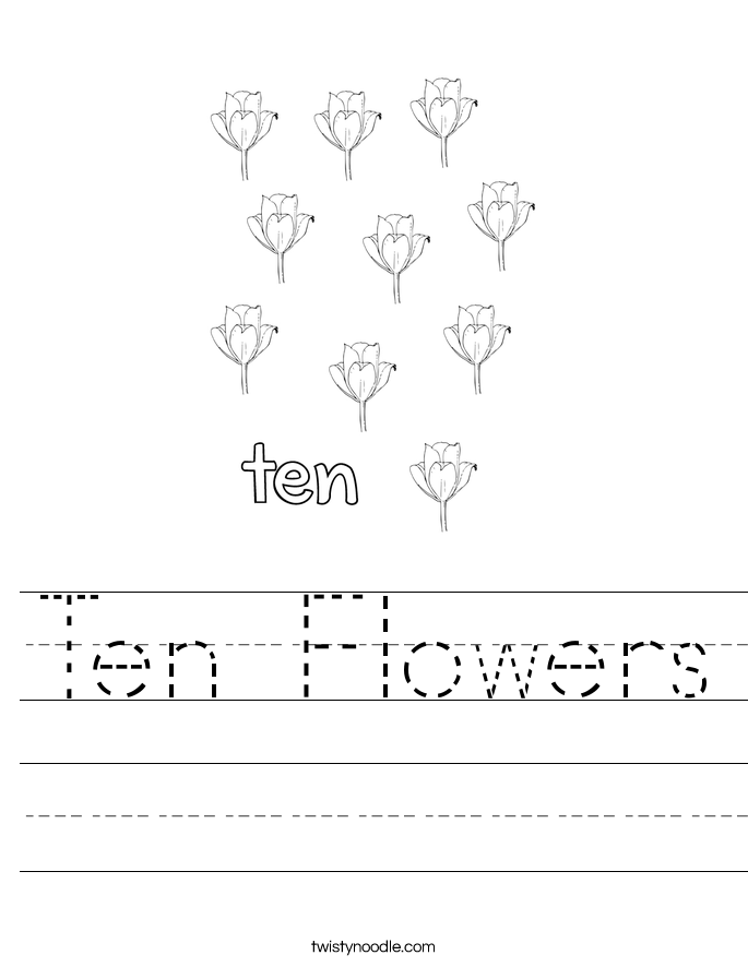 Ten Flowers Worksheet