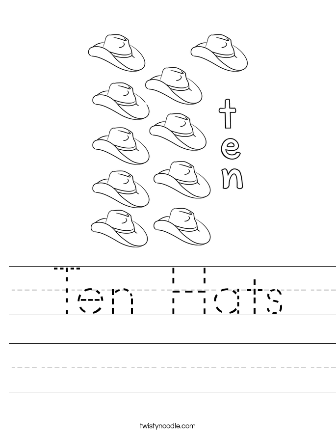 Ten Hats Worksheet