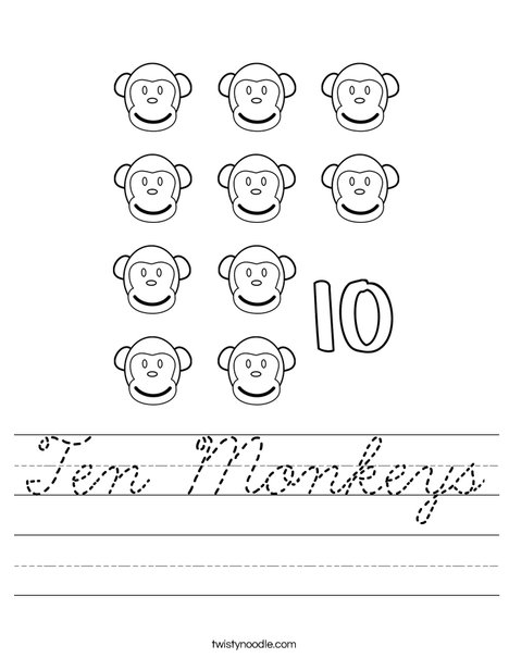 Ten Monkeys Worksheet