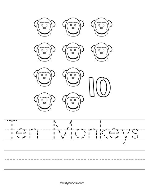 Ten Monkeys Worksheet