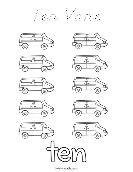 Ten Vans Coloring Page