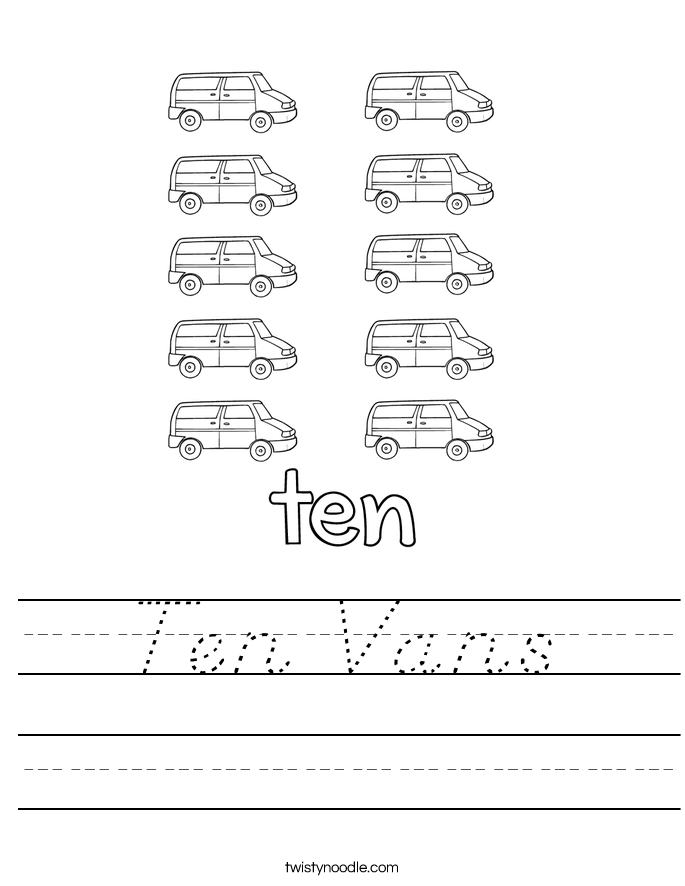 Ten Vans Worksheet