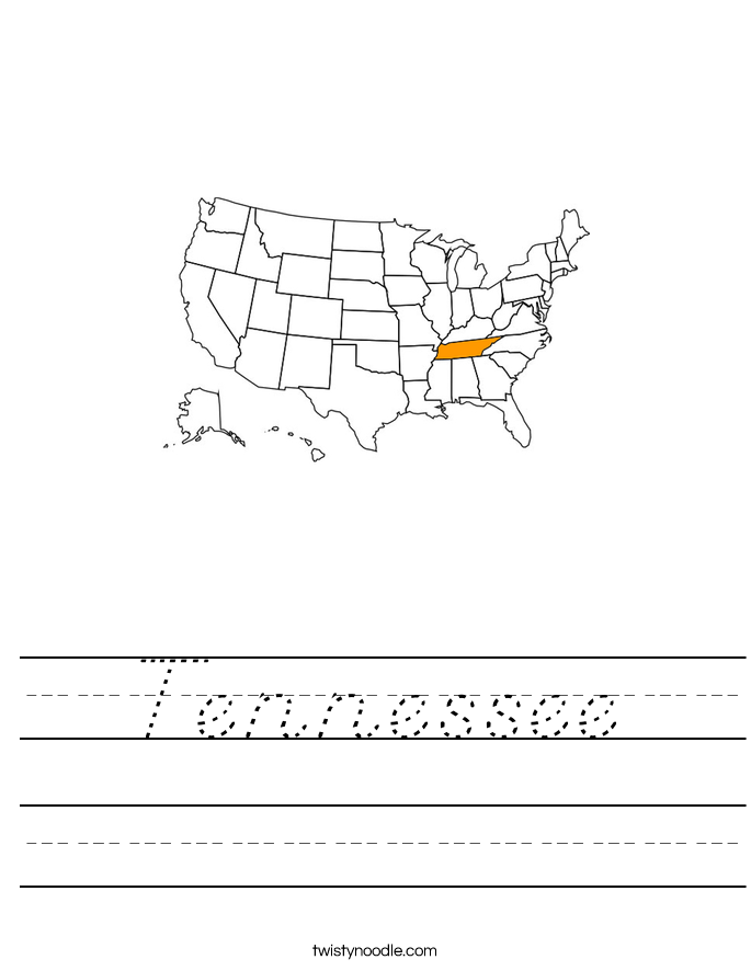 Tennessee Worksheet - D'Nealian - Twisty Noodle