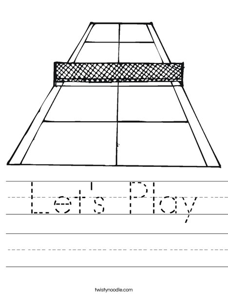 Tennis Court Worksheet