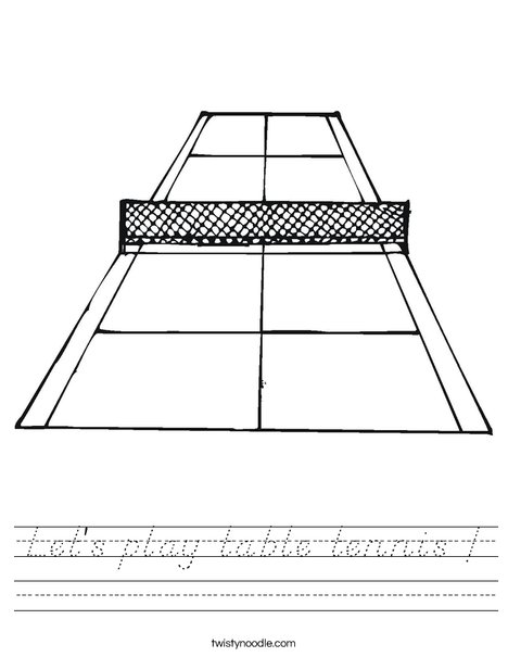 Tennis Court Worksheet