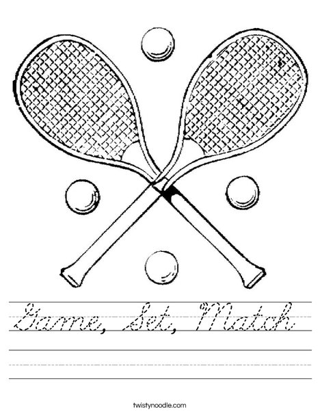 Tennis Rackets Worksheet
