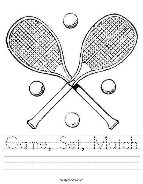 Tennis Rackets Worksheet