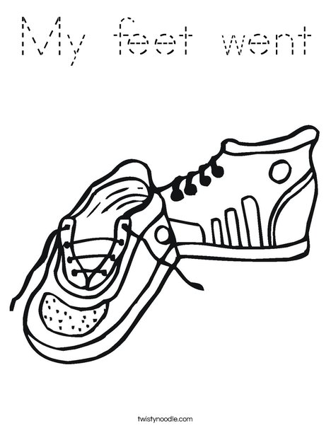 My feet went Coloring Page - Tracing - Twisty Noodle