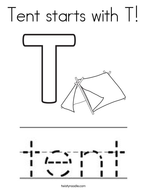 Tent starts with T! Coloring Page