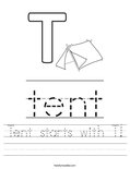 Tent starts with T! Worksheet