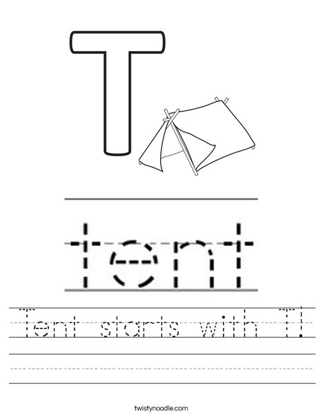 Tent starts with T! Worksheet