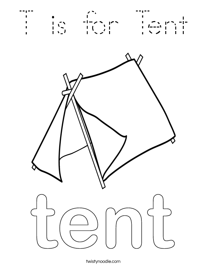T is for Tent Coloring Page