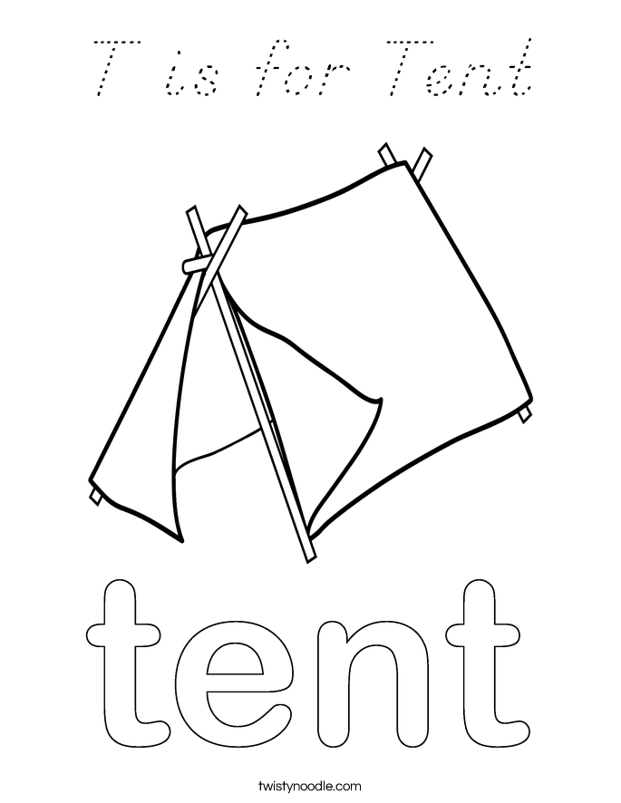 T is for Tent Coloring Page