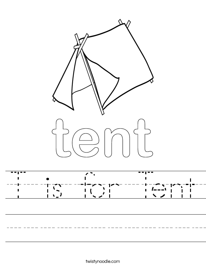 t is for tent worksheet twisty noodle