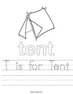 T is for Tent Handwriting Sheet