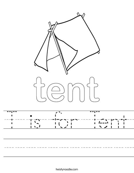 t is for tent worksheet twisty noodle