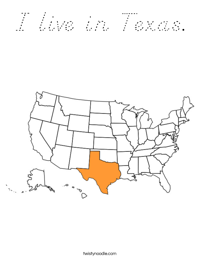 I live in Texas. Coloring Page