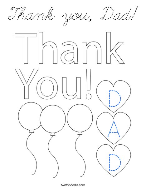 Thank You, Dad! Coloring Page