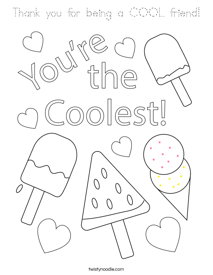 Thank you for being a COOL friend! Coloring Page