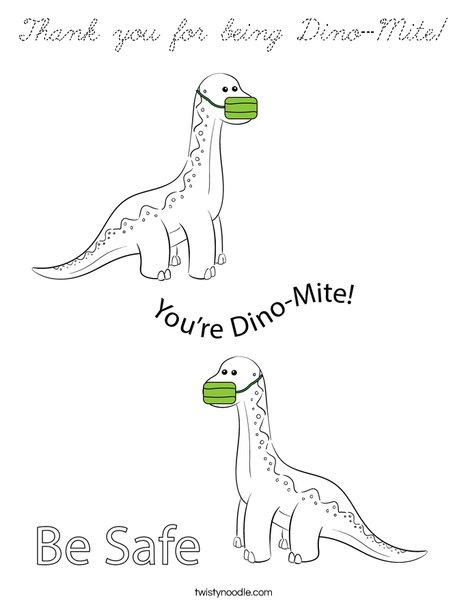 Thank you for being Dino-Mite! Coloring Page