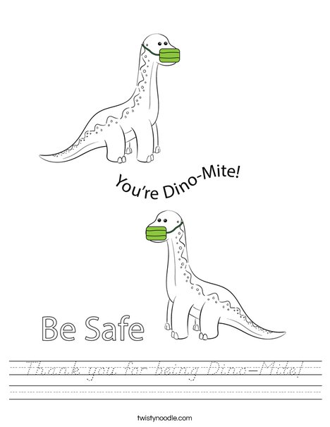 Thank you for being Dino-Mite! Worksheet