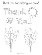 Thank you for helping me grow! Coloring Page