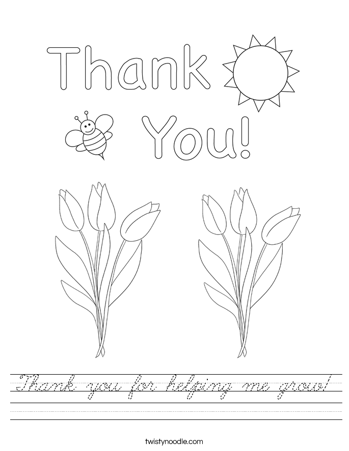 Thank you for helping me grow! Worksheet