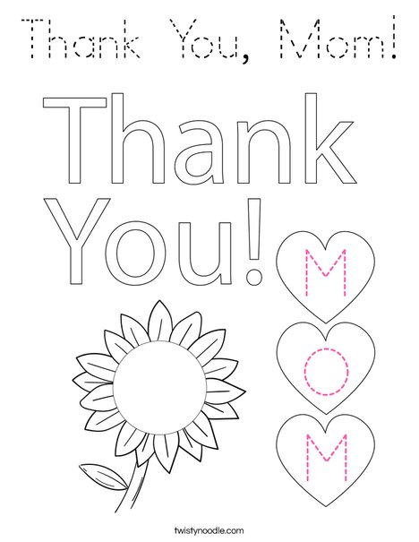 Thank You, Mom! Coloring Page