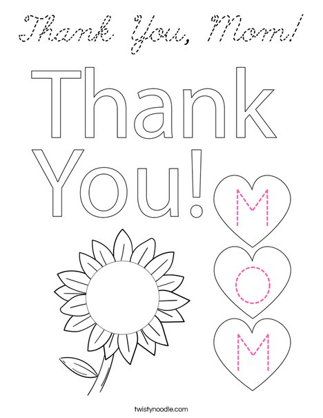 Thank You, Mom! Coloring Page