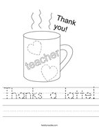 Thanks a latte Handwriting Sheet