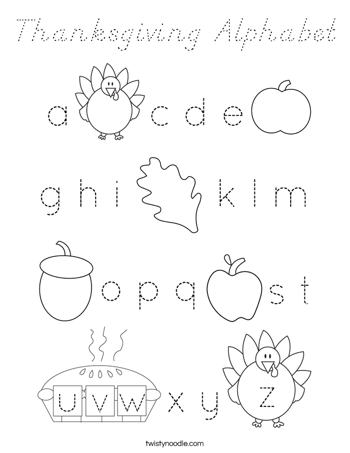 Thanksgiving Alphabet Coloring Page
