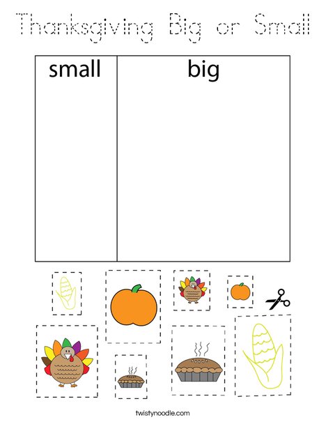 Thanksgiving Big or Small Coloring Page