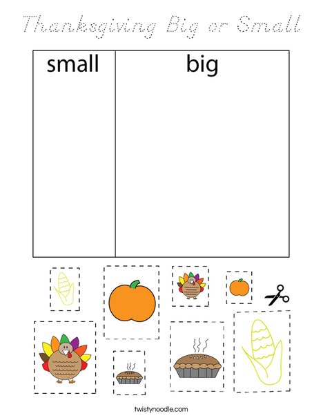 Thanksgiving Big or Small Coloring Page