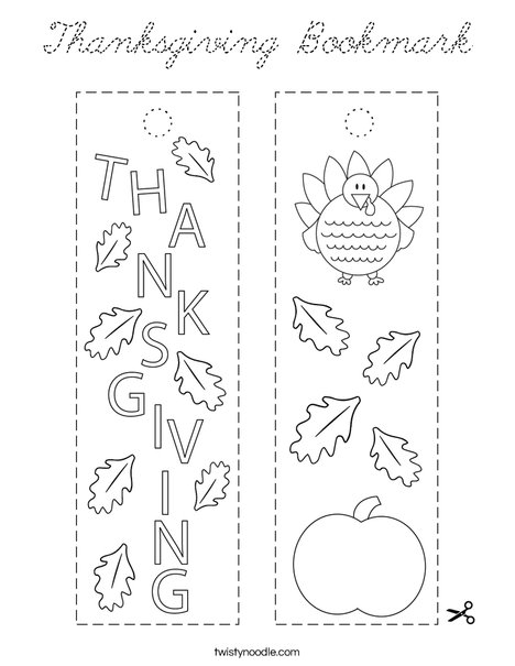 Thanksgiving Bookmark Coloring Page